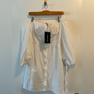 PrettyLittleThing Off-the-Shoulder Dress (White) - Women’s Size 8